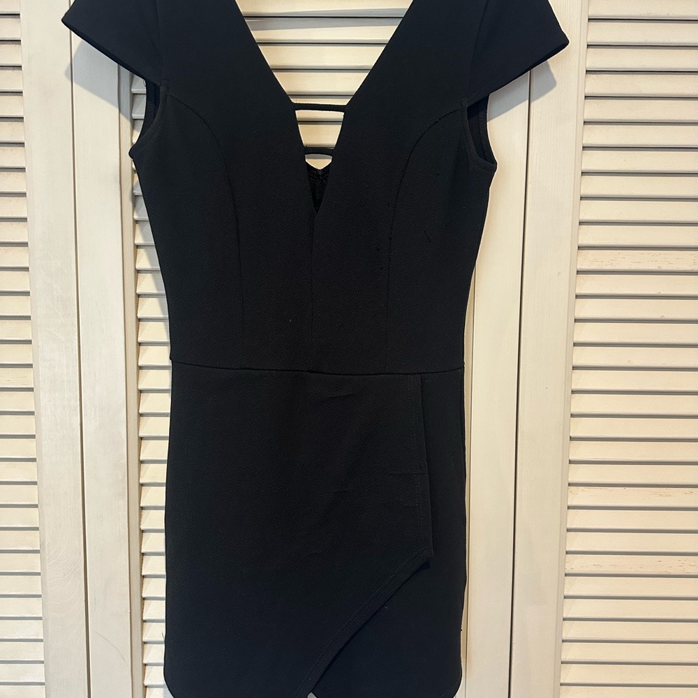 Charlotte Russe Black Asymmetrical Romper/Skort